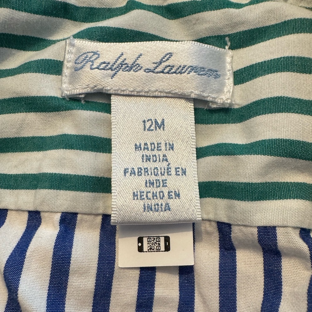 Ralph Lauren Green and Blue Striped Toddler Dress - Picture 3 of 4